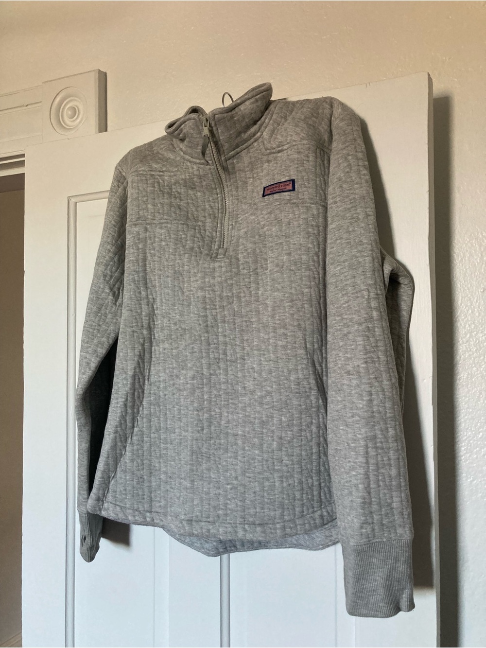 Vineyard Vines Gray Quilted Quarter-Zip Pullover